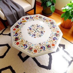 Marble Inlay Table Top Semi precious Inlay Pietra Dura Arts / Handmade Inlaid Coffee Table Top / Fathers day Gifts Idea / Wedding Gifts Idea