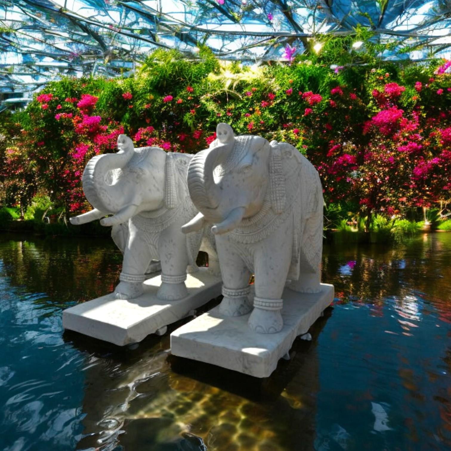 手作りの白い大理石の象の像：インドの室内装飾 - Etsy 日本