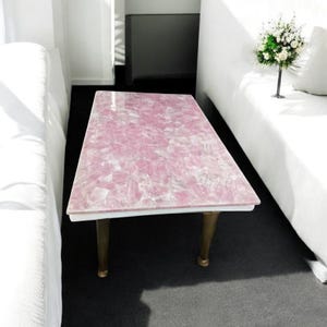 Rectangle Rose Quartz Dining Table Random Crystal Pink Stone Kitchen Slab Handmade Artwork Vanity Tops Accent Room Interior Furniture Decors
