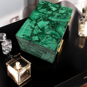 4 &quot;x 3 &quot;x 2&quot; Rechteck Malachit Aufbewahrungsbox Schmuck Schmuckschatulle Premium Design Luxus personalisiertes Hochzeitsgeschenk für Braut & Zimmer Innendekore