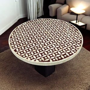 Hand-Carved Marble Bone Inlay Sofa Center Table Top with MDF Ply and Real Bone Luxurious Living Room Interior Furniture Decors