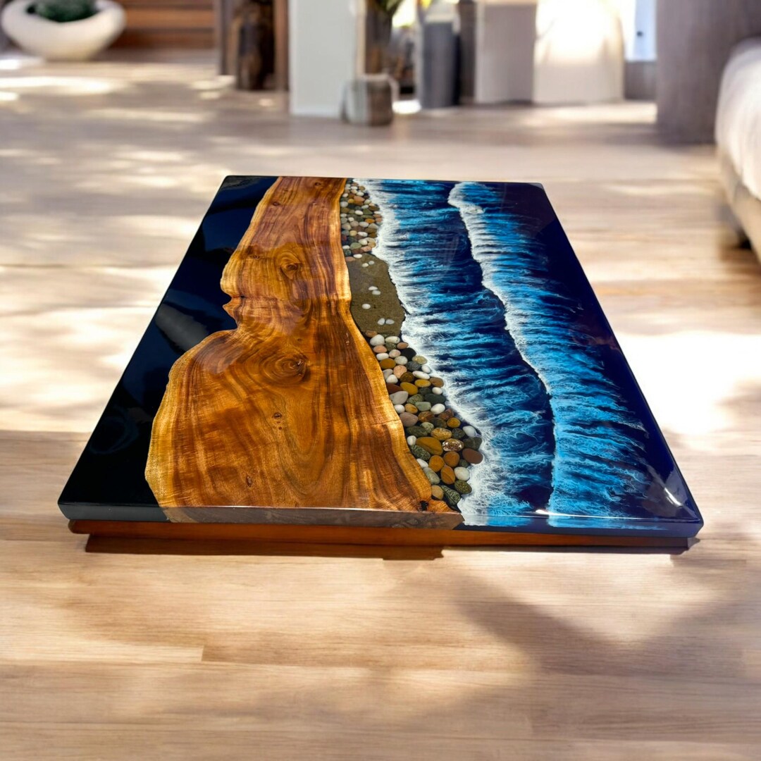 Ocean Wave Epoxy Resin Dining Table Top Handmade Arts River Luxury ...