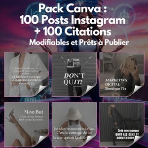 Peut inclure: Une mosaïque de six modèles de publication Instagram avec des citations et des images motivantes. Les citations incluent "N'abandonne pas !" et "Crée une marque dont les gens se souviendront".