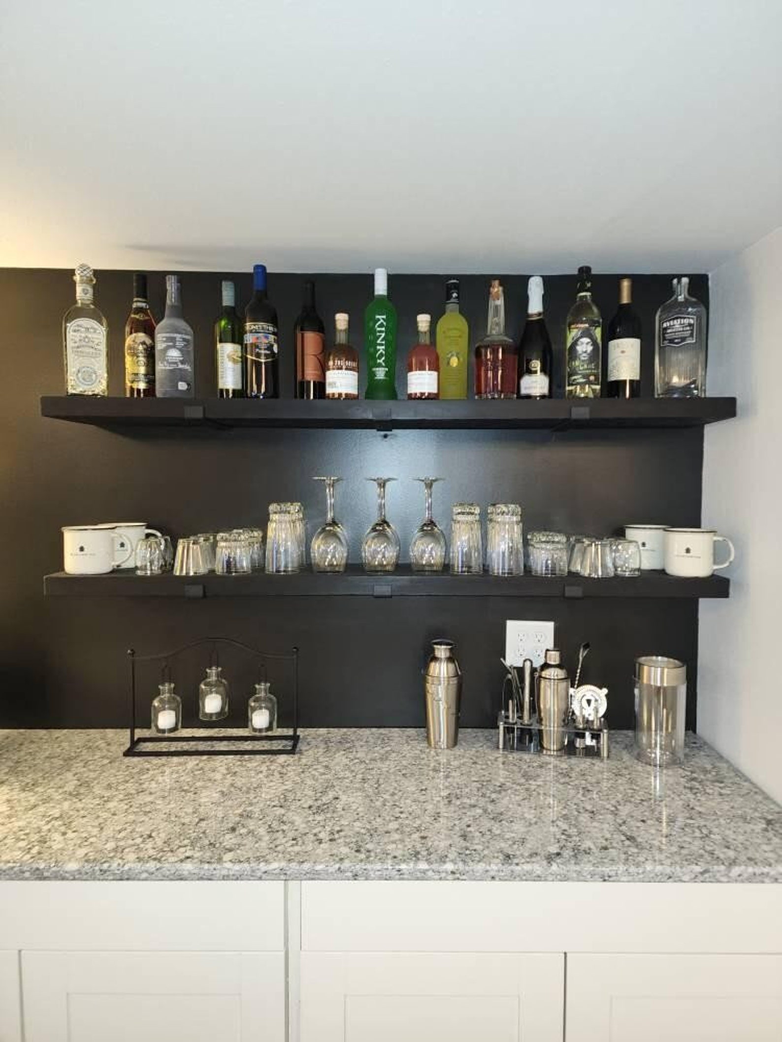 Farmhouse Floating Shelf With Black Metal Brackets Bathroom, Bedroom ...