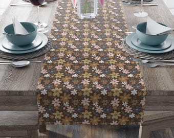 fall floral table runner, cottagecore autumn decor, farmhouse country style runner