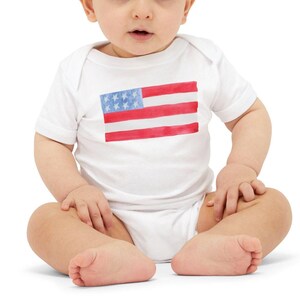 baby American flag bodysuit, baby Fourth of July bodysuit, baby patriotic bodysuit, baby USA bodysuit, baby 4th of July bodysuit