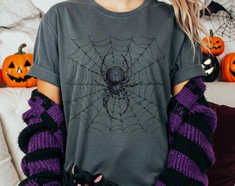 grunge spider t-shirt, gothic spider t-shirt, vintage spider t-shirt, Halloween t-shirt, spider web t-shirt, Comfort Colors Halloween