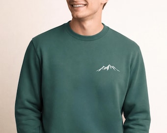 embroidered mountains sweatshirt, Comfort Colors outdoors crewneck, minimalist hiking gift