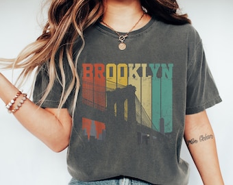 retro Brooklyn Bridge t-shirt, Comfort Colors NYC tee, vintage Brooklyn shirt