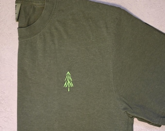 embroidered tree t-shirt, minimalist nature tee, Comfort Colors hiking and outdoors shirt