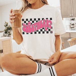 S/M Sweetheart Knit/Woven Checkered Cropped Tee main image 0