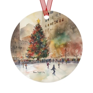 New York City Christmas ornament, New York City ornament, Christmas in New York ornament, New York ice skaters ornament