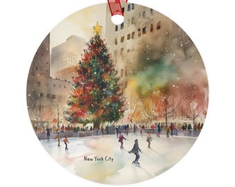 New York City Christmas ornament, New York City ornament, Christmas in New York ornament, New York ice skaters ornament