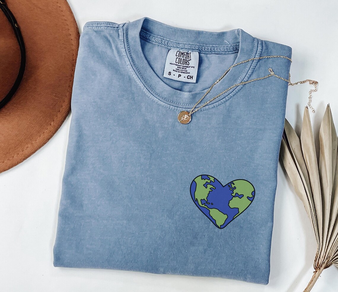 Earth Heart Comfort Colors Shirt • Environmental Awareness Tee • Earth ...