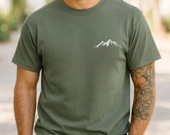 Comfort Colors mountain t-shirt, outdoors hiking tee, camping nature graphic shirt
