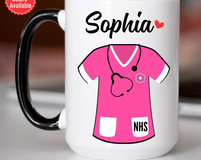 Personalised Nurse Mug – Blue Dress Design – Ceramic Gift For Nurse, Medical Student, Hospital Staff