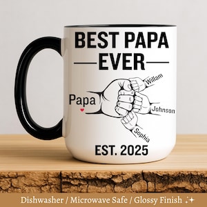 Personalized Papa Mug for Father&#39;s Day, Father&#39;s Day Gift for Papa, Custom Papa Coffee Mug, Papa Gift from Grandkids Papa Mug, Gift For Papa