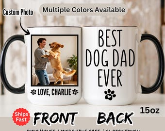 Personalized Dog Dad Mug | Custom Dog Head Gift | Dog Lover Cup | Fathers Day Gift | Best Dog Dad Coffee Mug | Gift for Dog Dad | Dog Lover