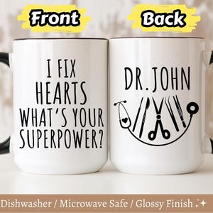 Personalized Cardiologist Gift, Superpower Cardiologist Mug, Christmas Gift for Heart Doctor, Appreciation Gift,Heart Surgeon Thank You Gift