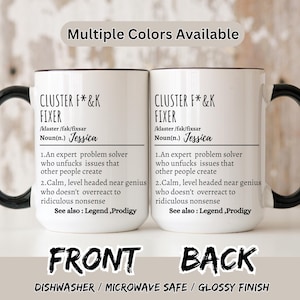 Personalized Funny Office Mug, Cluster F*ck Fixer Mug, Gift for Problem Solver, Co-worker gift, Boss gift, Definition mug, Funny Office Gift afbeelding 3