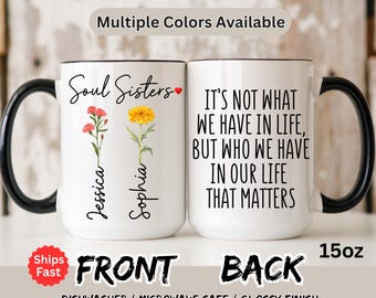 Personalized Sisters Mug, Custom Birth Month Flower Mug, Personalized Sisters Names Mug, Sister's Garden Mug, Sisters Mug, Sister Garden Mug