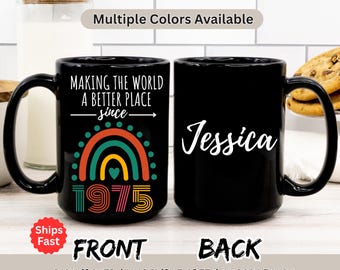 Personalized 50th Birthday Mug, Vintage 1975 Mug, 50th Birthday Gift For Women, 50th Birthday Gift For Men, 50th Birthday Friend, 50th Gifts