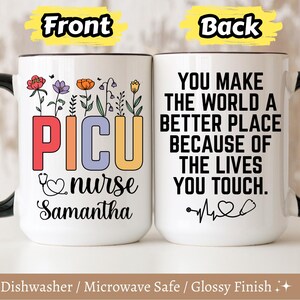 Cadeaux personnalisés pour infirmière PICU, tasses personnalisées pour infirmière PICU, cadeau infirmière PICU, cadeau d&#39;appréciation pour infirmière, unité de soins intensifs pédiatriques, cadeaux Picu