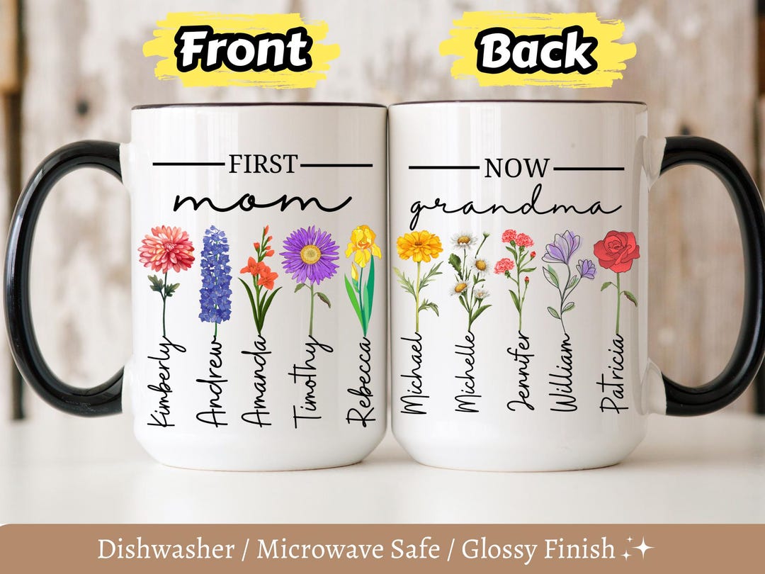 First Mom Now Grandma Mug, Personalized Mom Grandma Garden Mug ...