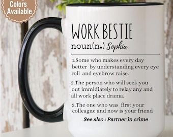 Personalized Work Bestie Mug, Work Best Friend Mug, Coworker Mug, Work Bestie Coffee Mug Work Bestie Christmas Gift Ideas Best Friend Gift,
