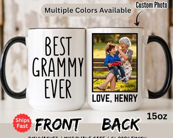 Best Grammy Ever Mug, Personalized Mug With Picture, Photo Mug For Grandma, Grandmother Gift, Kids Photo Mug , Grandchild Photo, Grandma