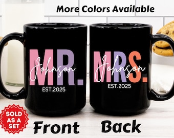 Personalized Mr & Mrs Mugs, Newly Wed Gift for Couple, Personalized Wedding Gift, Personalized Couple Mugs, Mr and Mrs Gift, Bride and Groom