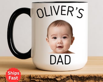 Personalized Baby Photo Mug For Papa Father’s Day Gift, Mug With Baby Face, Baby Face Mug For Dad Birthday Gift, Custom Baby Face Photo Mug