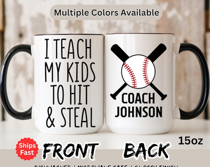 Personalized Baseball Coach Mug | Custom Softball Coach Gift | Baseball Coffee Cup | Coach Gift | Sports Team Gift