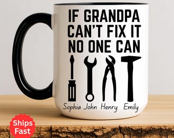 Custom Grandpa Mug, Personalized Grandpa Cup, Custom Grandpa Gifts from Grandkids Names Grandchildren, Grandfather Birthday Gifts, Xmas Gift