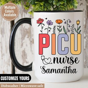 Cadeaux personnalisés pour infirmière PICU, tasses personnalisées pour infirmière PICU, cadeau infirmière PICU, cadeau d&#39;appréciation pour infirmière, unité de soins intensifs pédiatriques, cadeaux Picu