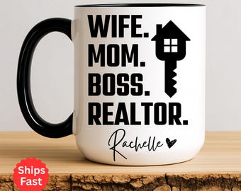 Personalized Realtor Mug, Wife Mom Boss  Realtor Best  Realtor Gift,Realtor Gifts,Realtor Mug, Real Estate Agent Mug ,Christmas Realtor Gift