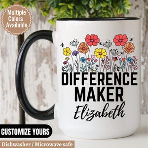 Personalized Difference Maker Mug, Difference Maker Gifts, Mentor Appreciation Gift, Teacher Gift Leader Gift Work Gift,Difference Maker Mug