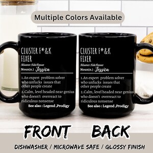 Personalized Funny Office Mug, Cluster F*ck Fixer Mug, Gift for Problem Solver, Co-worker gift, Boss gift, Definition mug, Funny Office Gift afbeelding 2
