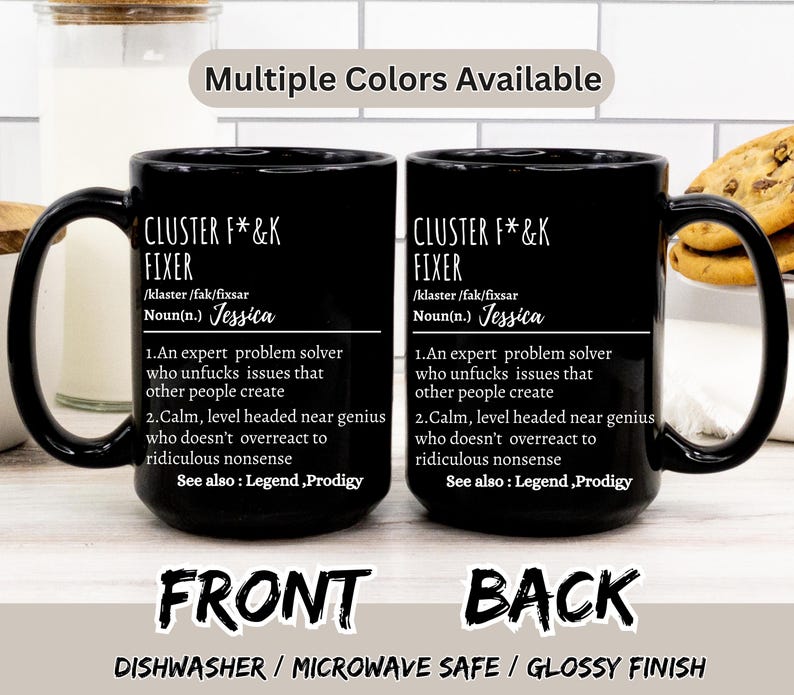 Personalized Funny Office Mug, Cluster F*ck Fixer Mug, Gift for Problem Solver, Co-worker gift, Boss gift, Definition mug, Funny Office Gift afbeelding 2