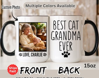 Best Cat Grandma Gift | Cat Lover Mug | Personalized Cat Head Cup | Custom Cat Face Mug | Gift for Grandma | Cat Grandma | Gift for Grandma