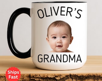 Grandma Baby Gift Mug, Baby Mug, Grandma Coffee Mug, Baby Photo Mug For Granny, Personalized Baby Face Photo Mug For Grandma Birthday Gift