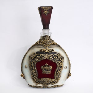 Decorated royal glass bottle, Art home decor