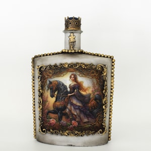 Bouteille décorée, décoration artistique pour la maison, peinture sur bouteille en verre