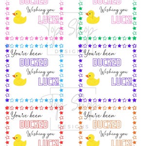 Étiquettes porte-bonheur canard, cadeaux de concours, étiquettes cadeaux, fichier numérique, cadeau de joie