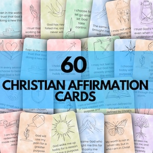 Carte di Affermazione Cristiana – 60 Incoraggiamenti basati sulla fede con disegni a mano / Scritture, Ispirazione, Guarigione e Speranza