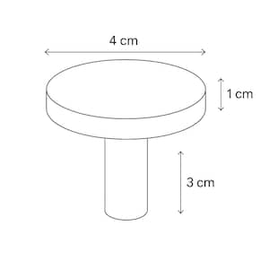Puede incluir: Ilustraci&oacute;n lineal de un peque&ntilde;o pomo redondo. La parte superior circular mide 4 cm de di&aacute;metro y 1 cm de grosor, con un v&aacute;stago cil&iacute;ndrico de 3 cm de largo. Dise&ntilde;o minimalista, adecuado para diversas aplicaciones.