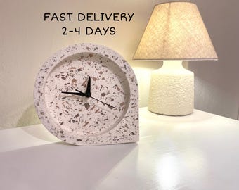 Home improvement , Terrazzo Desk Clock, Unique Desk Clock, Handmade Concrete Clock, Home Decor