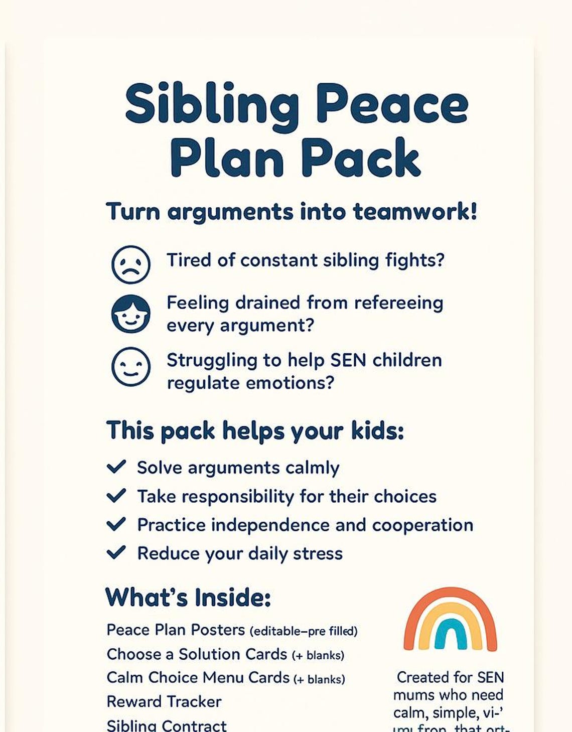 Peace Plan Examples Sibling Peace Plan Pack | Printable Conflict Resolution System for Kids ...