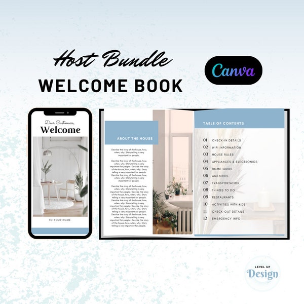 Airbnb Welcome Book Template, Host Bundle, Vacation Rental Welcome Book, Canva Welcome Guide, Livret d'accueil in English & Francais