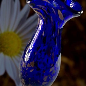 Stunning Cobalt Blue , Heavey 12&quot; Tall Authentic Murano Glass Vase. Aventurine copper or gold art,